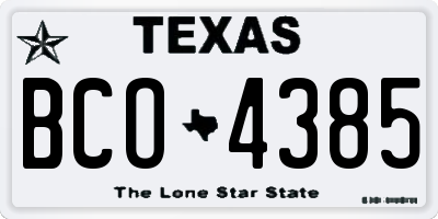 TX license plate BCO4385