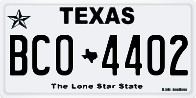 TX license plate BCO4402