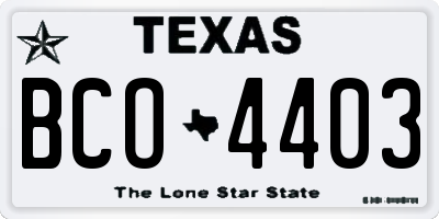 TX license plate BCO4403
