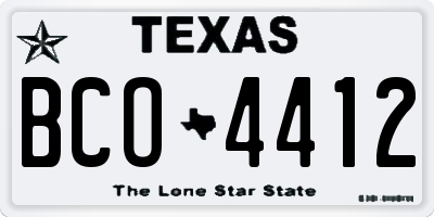 TX license plate BCO4412