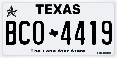 TX license plate BCO4419