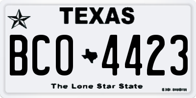 TX license plate BCO4423