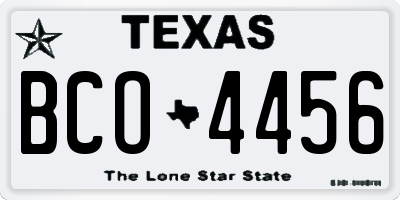 TX license plate BCO4456