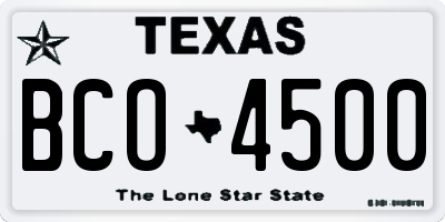 TX license plate BCO4500