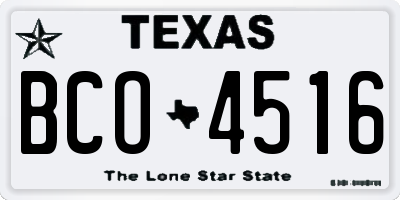 TX license plate BCO4516