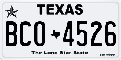 TX license plate BCO4526