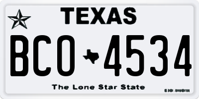TX license plate BCO4534