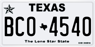 TX license plate BCO4540
