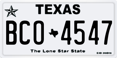 TX license plate BCO4547