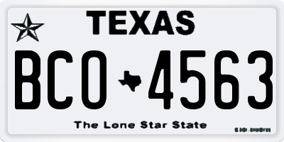 TX license plate BCO4563