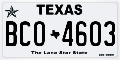 TX license plate BCO4603