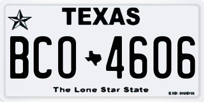 TX license plate BCO4606