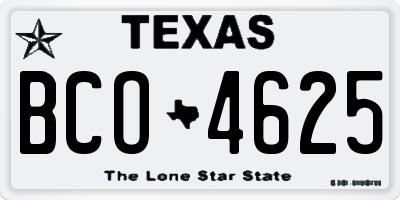 TX license plate BCO4625