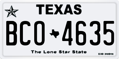 TX license plate BCO4635