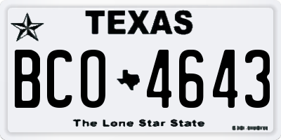 TX license plate BCO4643