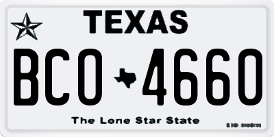 TX license plate BCO4660
