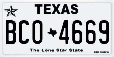 TX license plate BCO4669