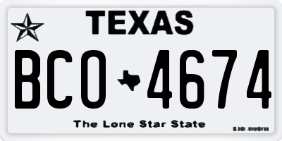 TX license plate BCO4674