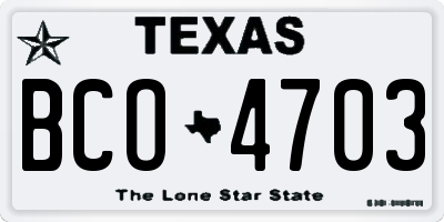 TX license plate BCO4703