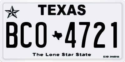 TX license plate BCO4721