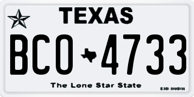 TX license plate BCO4733