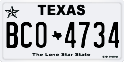 TX license plate BCO4734