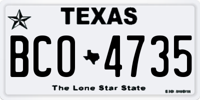 TX license plate BCO4735