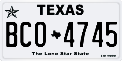 TX license plate BCO4745