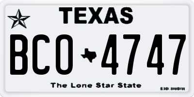 TX license plate BCO4747