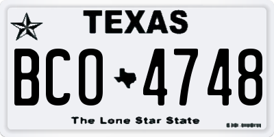 TX license plate BCO4748