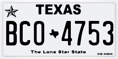 TX license plate BCO4753