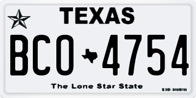 TX license plate BCO4754