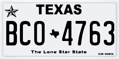 TX license plate BCO4763
