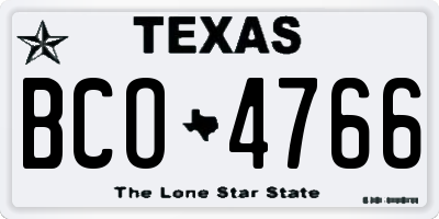 TX license plate BCO4766