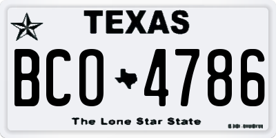 TX license plate BCO4786