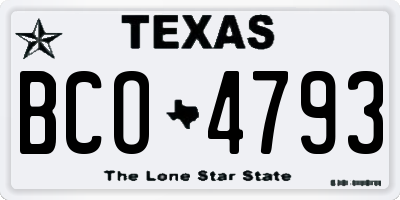 TX license plate BCO4793