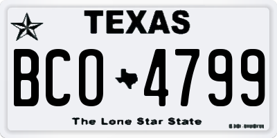TX license plate BCO4799