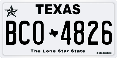 TX license plate BCO4826