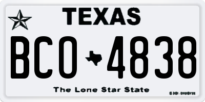 TX license plate BCO4838