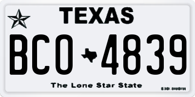 TX license plate BCO4839