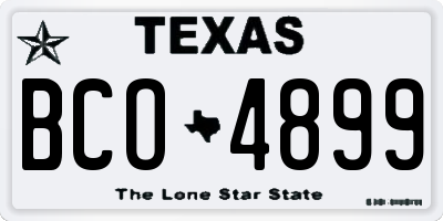 TX license plate BCO4899