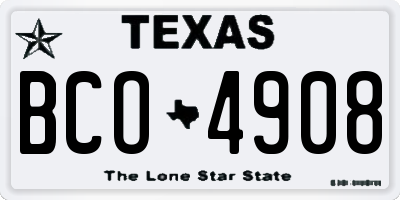 TX license plate BCO4908