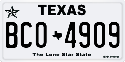 TX license plate BCO4909