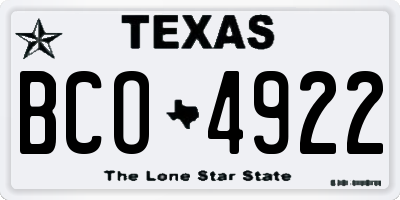 TX license plate BCO4922