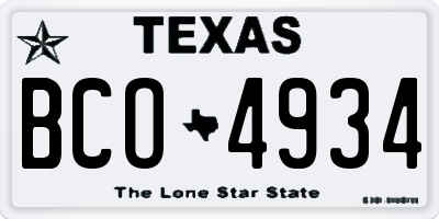 TX license plate BCO4934
