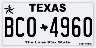 TX license plate BCO4960