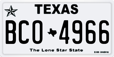 TX license plate BCO4966