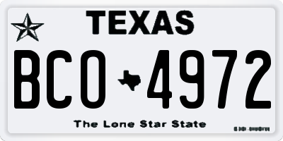 TX license plate BCO4972