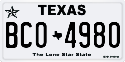TX license plate BCO4980