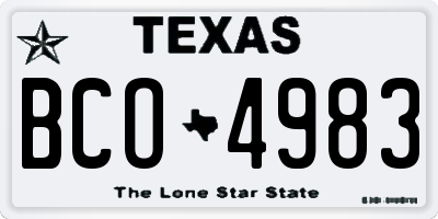 TX license plate BCO4983